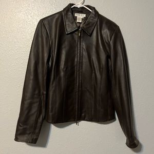 Coldwater Creek brown leather jacket size small